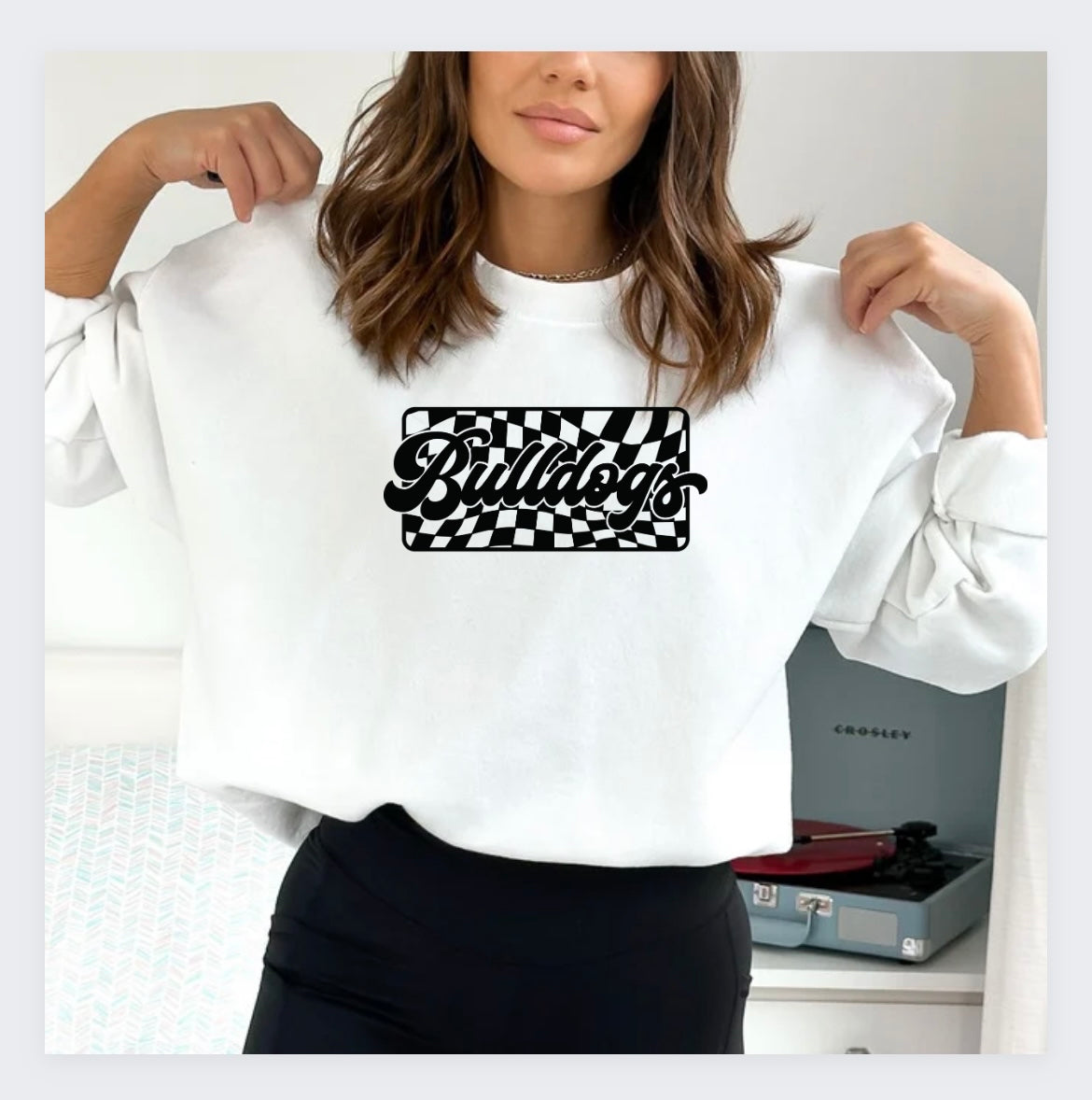 Bulldogs Checkered (Black) Crewneck Sweatshirt