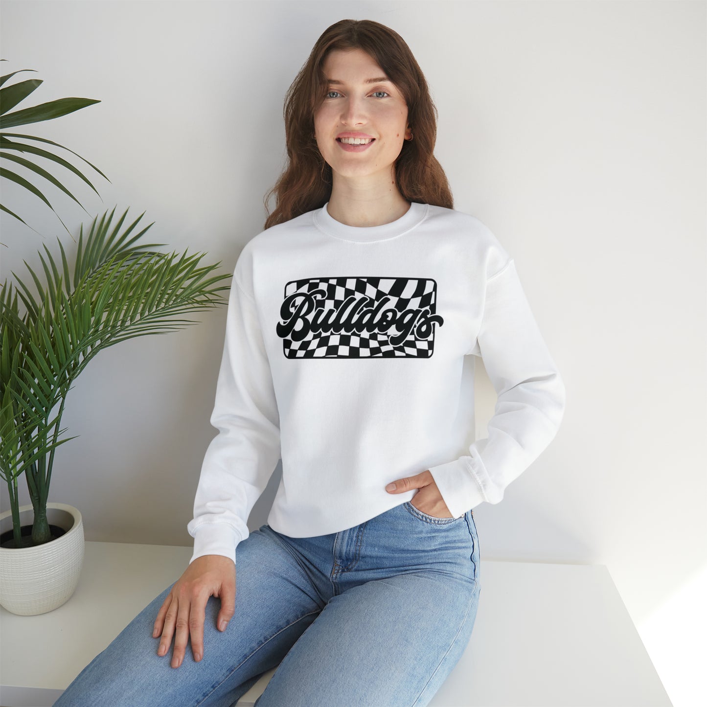 Bulldogs Checkered (Black) Crewneck Sweatshirt