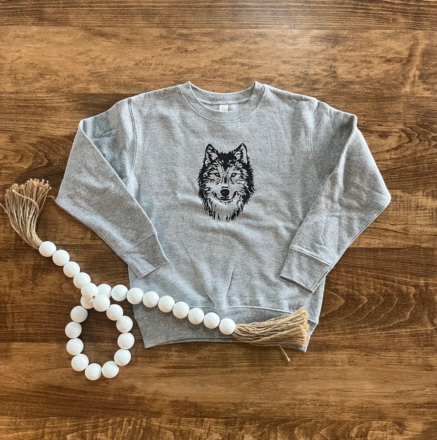 Youth Wolf head crew neck