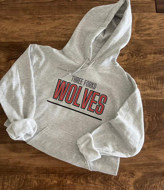 Three Forks Wolves Hoodie-Ash